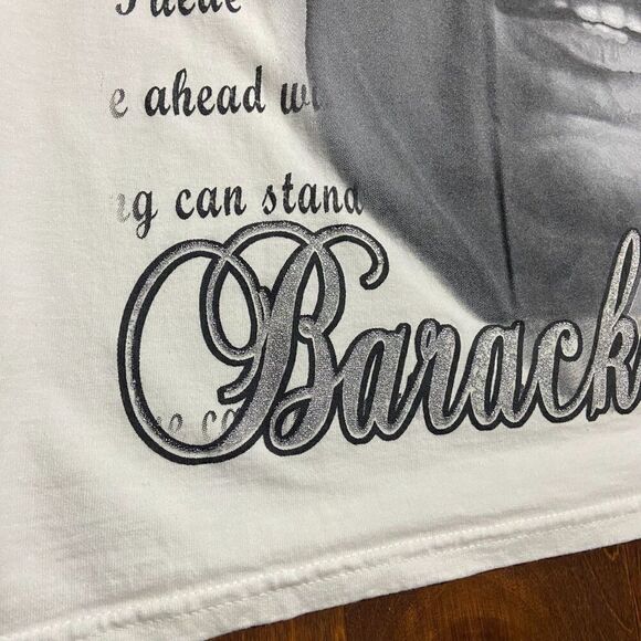 Jerzees Vintage Y2K Barack Obama President White Black T-Shirt Mens Size XL - Picture 4 of 8